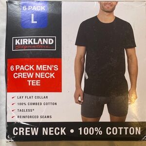 Kirkland Signature Black Crew Neck T-Shirts 6 Pack